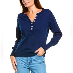 Grey State Sz XS Navy Blue Button-Up Knit Pullover